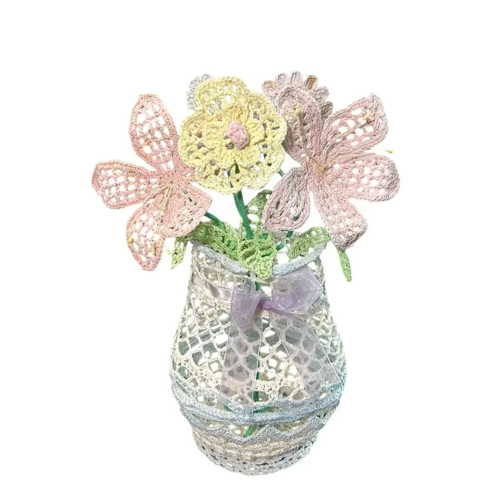 Handcrafted Crochet Floral Arrangement in Pastel Colors- glued to mold, 9